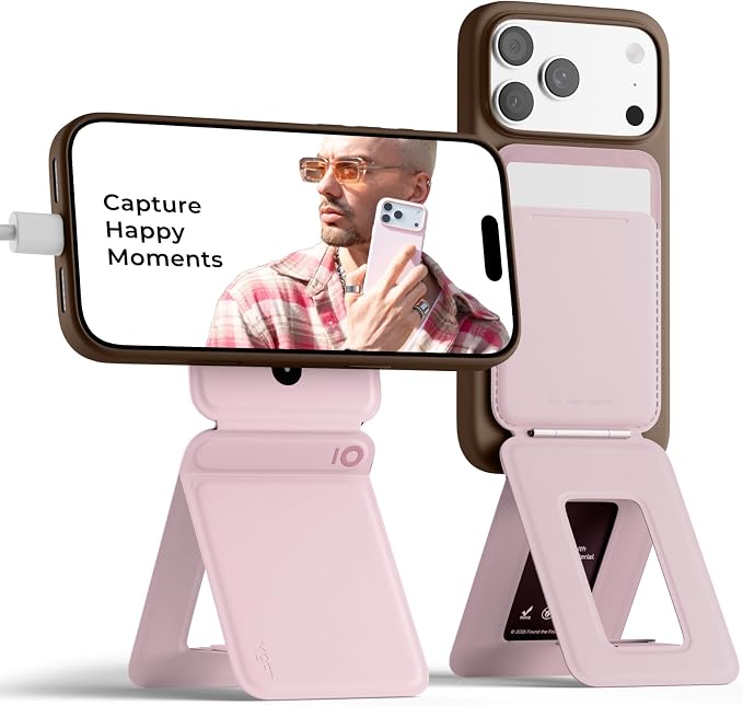 MOFT Phone Tripod Stand & Wallet, NFC Card Holder, Hold 1-2 Cards | Mulit-Angles | Portable l MOVAS Leather | Magsafe Compatible | Easy to Charge | Travel Essential |For Content Creators