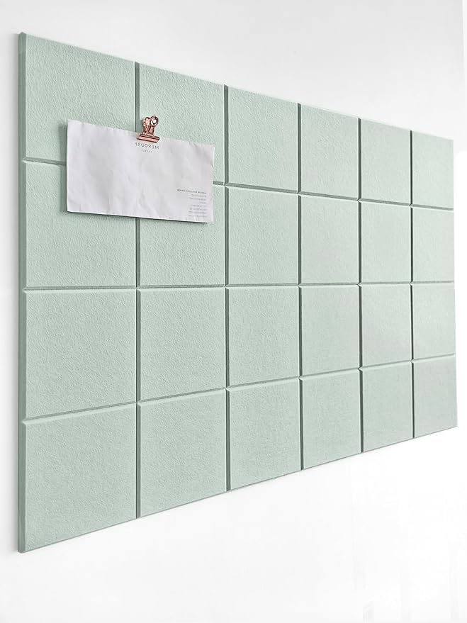 Felt Bulletin Board- Cork Board Tiles Alternative - 6 Pack Square Felt Wall Tiles with Safe Removable Adhesive Tabs -