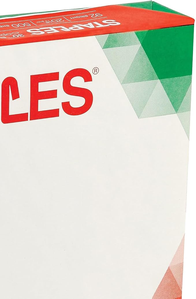 Staples 30% Recycled 8.5-Inch X 11-Inch Copy Paper 20 Lbs 92 Brightness 500/Ream, For Office, School & Home