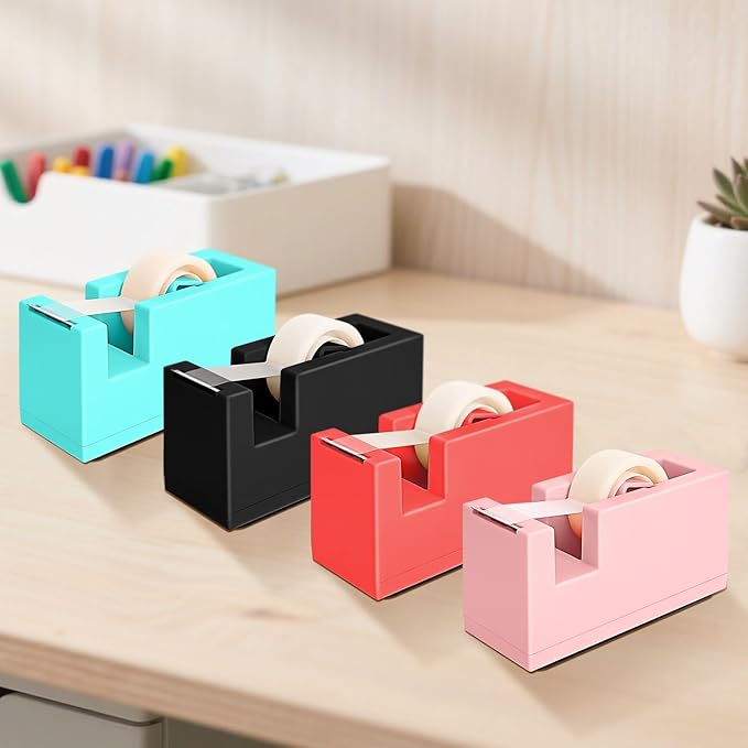 1 Desktop Stapler & 1 Tape Dispenser,Green Staplers for Desk | 25 Sheet Capacity with 830 Staples,Staple Remover, Non-Slip for Office,School, Home & Classroom(Tape not Included)