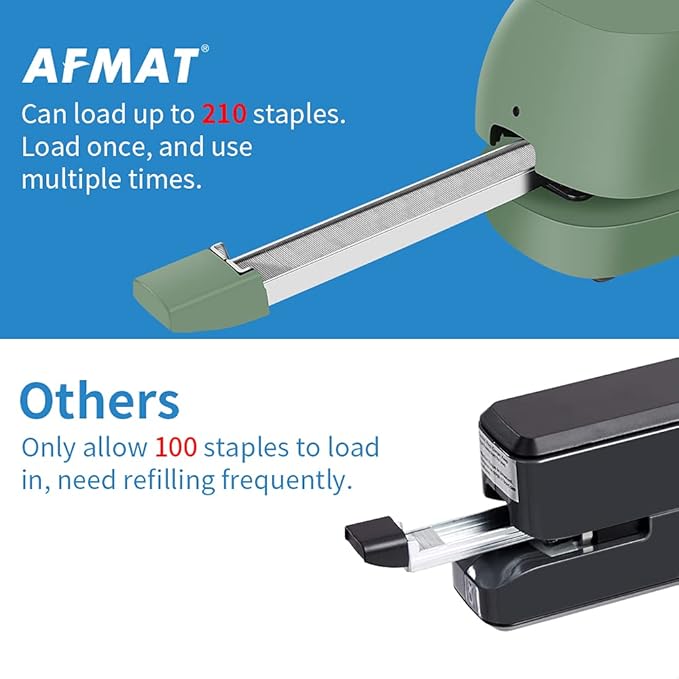 AFMAT Electric Stapler for Desk, Automatic Stapler Desktop, 25-Sheet Office Staplers Electric, AC or Battery Powered Staplers Heavy Duty Office Use, with Reload Reminder & Release Button ES06