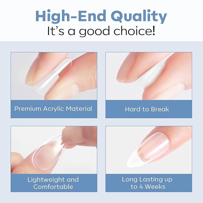 modelones Short Coffin Nail Tips, Pre-shaped Soft Gel Tips Fake Nails False Acrylic Clear Full Cover Press on Extension Kit Gel Manicure DIY at Home 216PCS 12Sizes