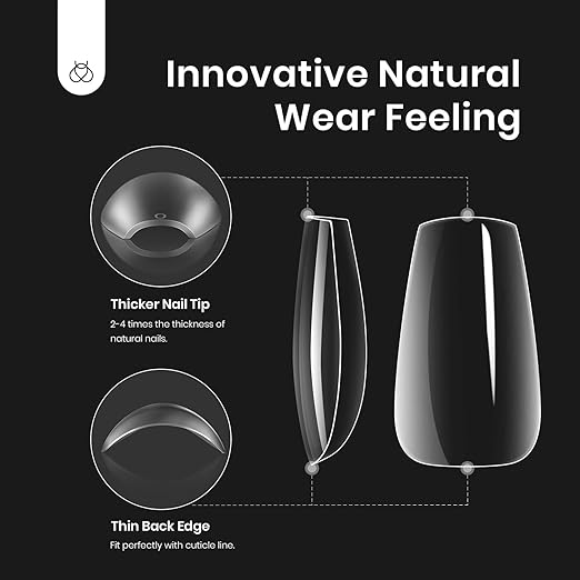 Beetles Gel Nail Tips 510Pcs 15 Sizes Short Coffin Acrylic Nail Kit Clear Nail Tips 5 in 1 Nail Glue Base Gel and Uv Led Lamp Easy DIY Press on Nails Extension Set for Women