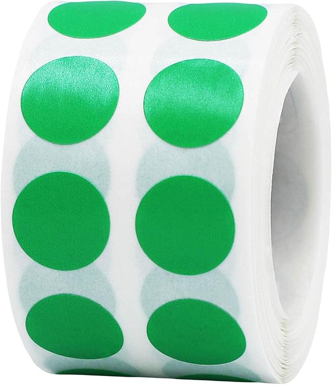 Spring Green Color Coding Labels, 0.50 Inch Round Circle Dot Stickers, 1,000 Total Adhesive Labels on a Roll for Inventory Organization, Filing, Sorting, and Tracking – Made in the USA