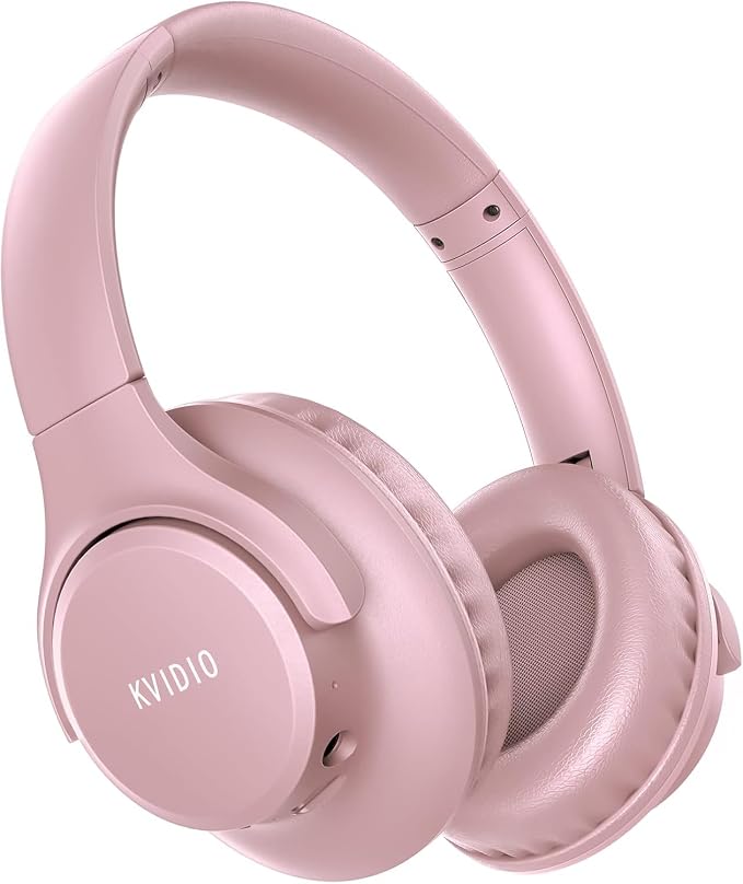 KVIDIO Bluetooth Headphones Wireless Over Ear Headsets 65H Playtime | Deep Bass, HiFi Stereo, Bluetooth 6.0, Microphone, Comfortable Fit, Foldable, Lightweight, Low Latency for Travel Home Office