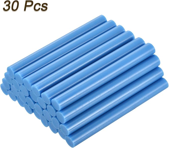 uxcell 30pcs 11mm x 100mm Mini Hot Glue Gun Sticks 4-inch x 0.43-inch High Sticky Large Hot Glue Sticks for Glue Gun, Sky Blue