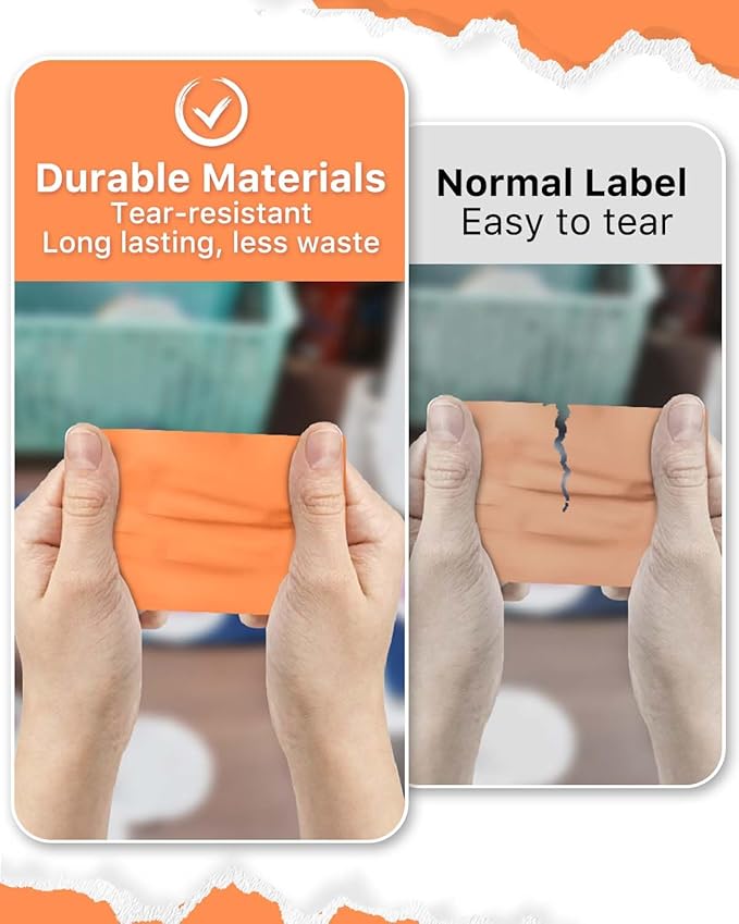 iEager 3" x 2" Thermal Labels, Rectangle Thermal Printer Stickers, Self-Adhesive Durable Sticker with Perforation Line, 500 Labels/Roll, Orange