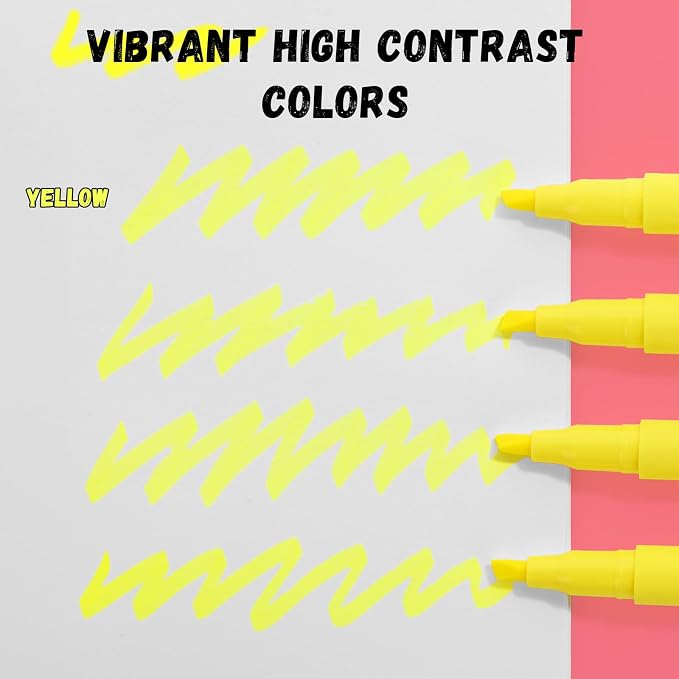 M&G Liner Highlighters, 12-Count Pack Yellow Highlighters, Chisel Tip No Bleed Highlighter Pens for Office Documents, Planning, and Everyday Organization