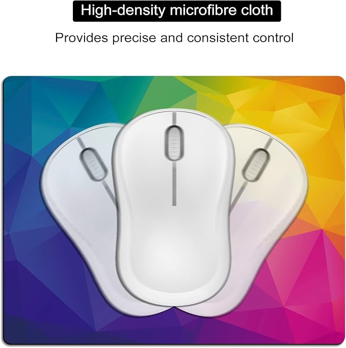Small Mouse Pad, Mini Mouse Pads for Wireless Mouse and Laptop, Travel Mousepads with Designs - Cool Colorful Rainbow, Portable Mousepad with Non-Slip Rubber Base - 5.5 x 7 in