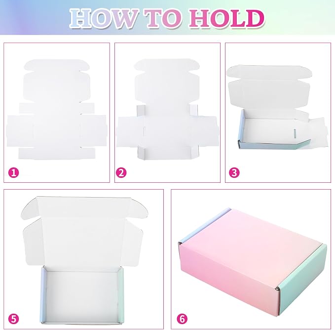 Spakon 50 Packs Shipping Boxes Cardboard Corrugated Mailer Packaging Boxes for Small Business Cute Small Box Cardboard Carton Box Mailers for Packaging Product (Candy Color,6 x 4 x 1.6 Inches)