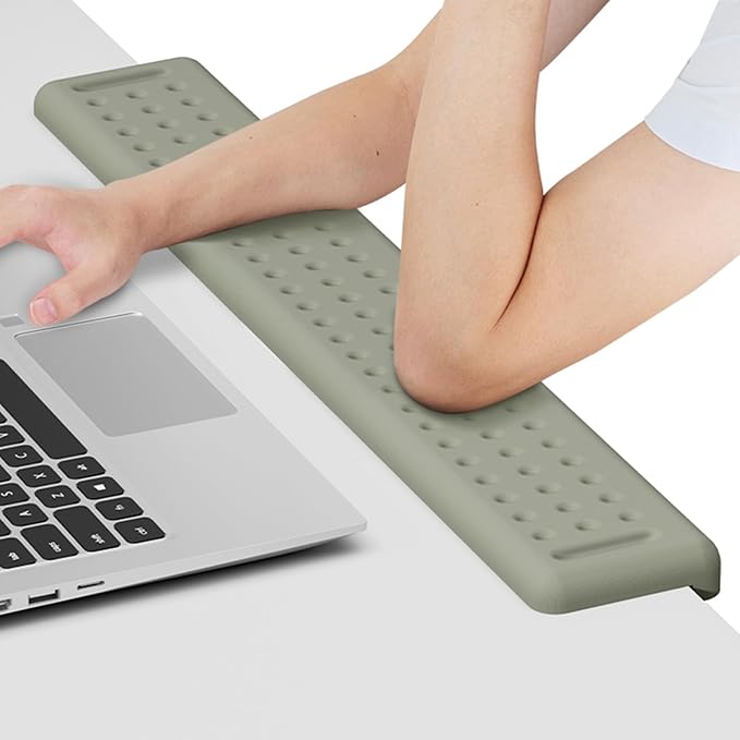 Leolee L-Shaped Desk Long Wrist Rest Elbow 60CM, Grey Arm Rest for Desk | Memory Foam, Non-Slip Base, Ergonomic Desk Edge Cushion, Wrist Support for Computer Keyboard, Typing, Office, Home
