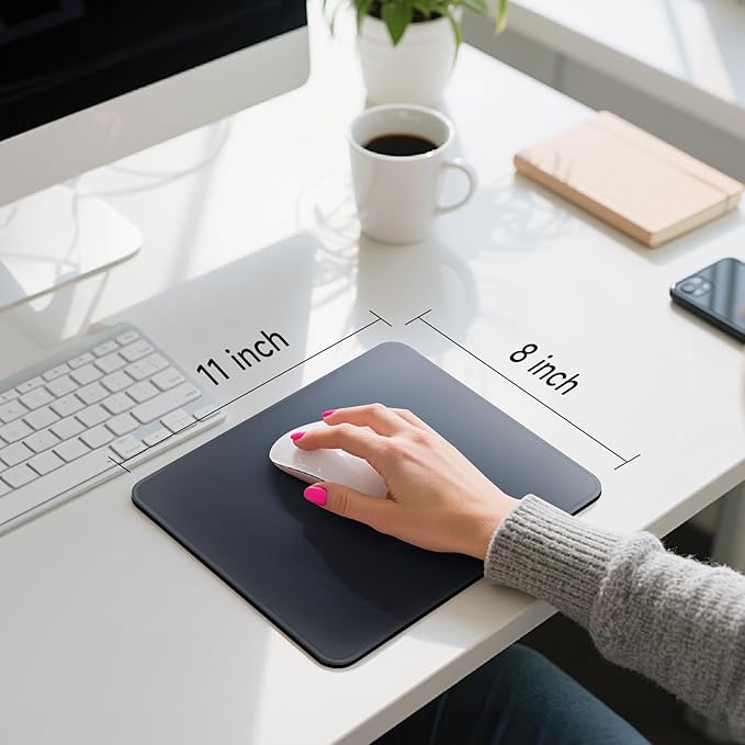 Premium Mouse Pad with Stitched Edges – 10.2 x 8.3 in | Smooth, Washable Mat with Non-Slip Base | Personalized Cute MousePads for Laptop, Computer, Office, Home (Gray-Black Gradient)