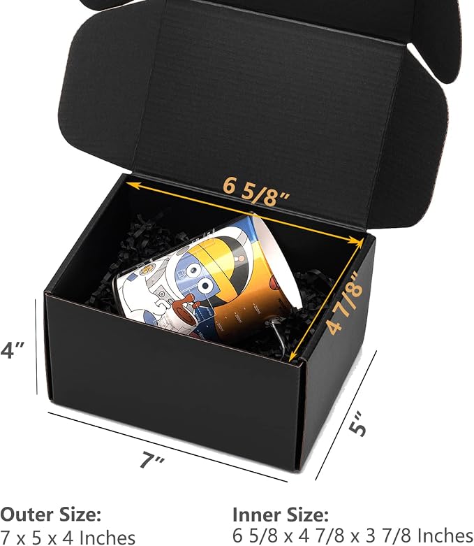 Timirog 7x5x4 Inches Black Shipping Boxes 25 Pack - Corrugated Cardboard Mailing Box for Small Business, Tab Locking Literature Mailer for Packing Jewelry Ornament Gift Craft Packaging Supplier | Mailing Box for Small Business, Tab Locking Literature M...
