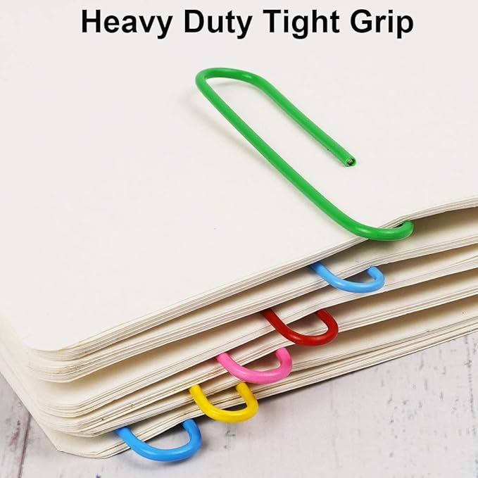 Vinaco Paper Clips Colorful, 100 Pack Large Paper Clips 2 Inch (50 mm), Durable & Rust Resistant, Jumbo Paper Clip, Colored Paper Clip. Great for Office, School and Personal Use (Multicolored)