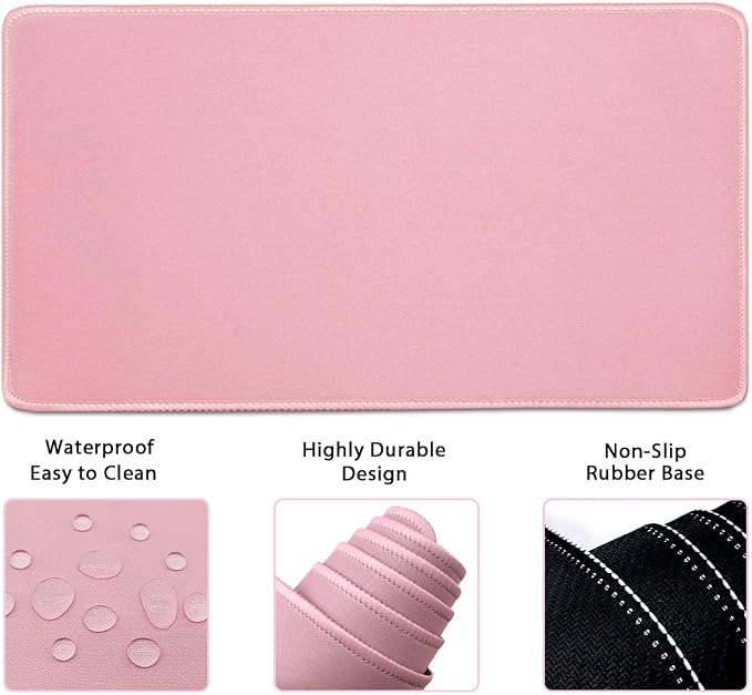 Keyboard Wrist Rest Large Mouse Pad Wrist Support for Computer, 4 in 1 Memory Foam Keyboard Pad Desk Mat Ergonomic Hand Rest Wrist Cushion for Home Office Gaming-Pink