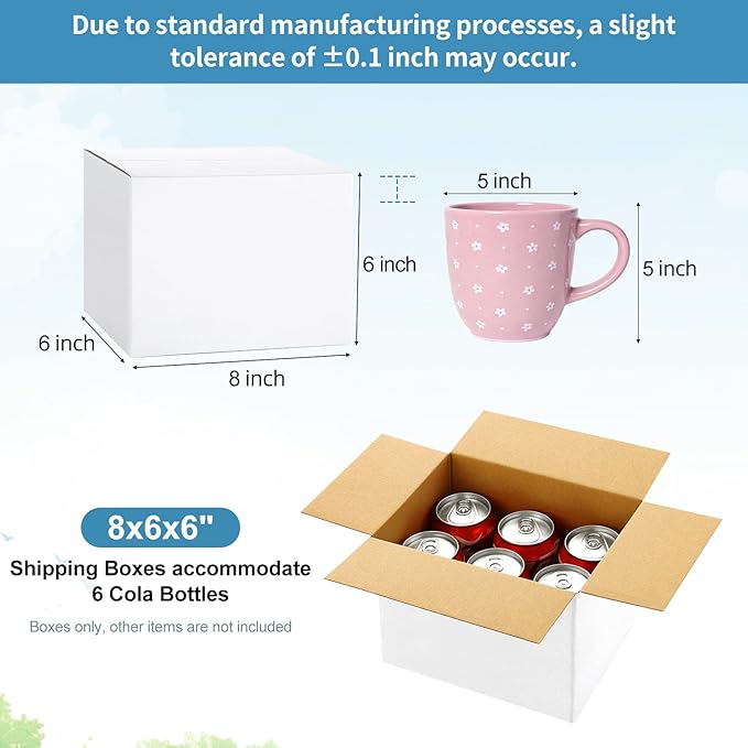 Famagic Small Shipping Boxes 8x6x6 Inch 10 Pack White Box Corrugated Cardboard Boxes for Packaging Small Business, Mailing Boxes for Shipping