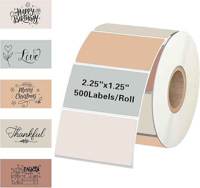 Starboling 2.25" x 1.25" Direct Thermal Labels,Self-Adhesive Printer Label for Address,Logo,Shipping,Barcodes,QR Code（Beige）