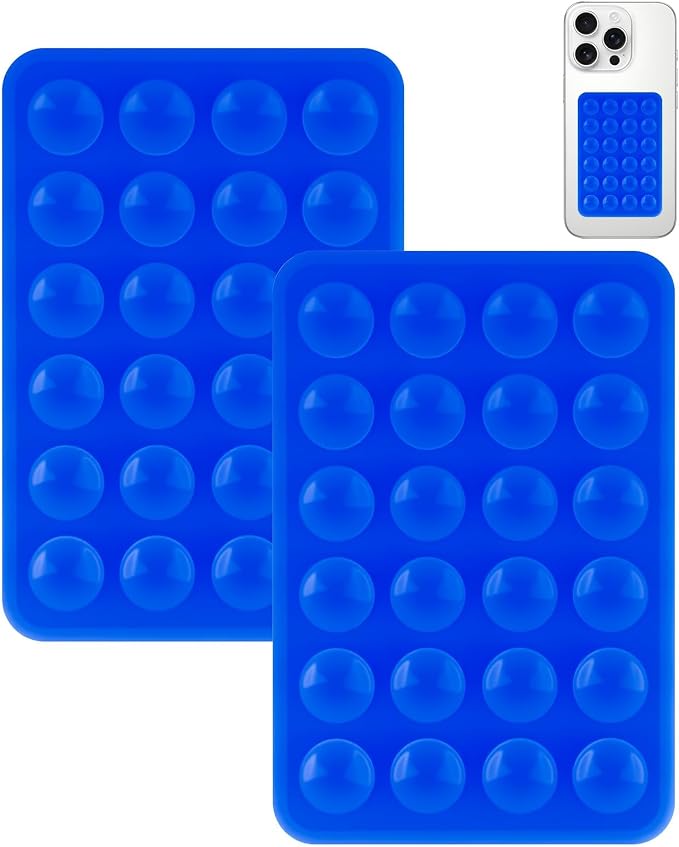 Yojaro 2 Pack Silicone Suction Phone Case Mount, Silicon Adhesive Smartphones Stand Sticky, Non Slip Suction Cup, Hands-Free Phone Accessories Holder for Selfies and Videos Dark Blue