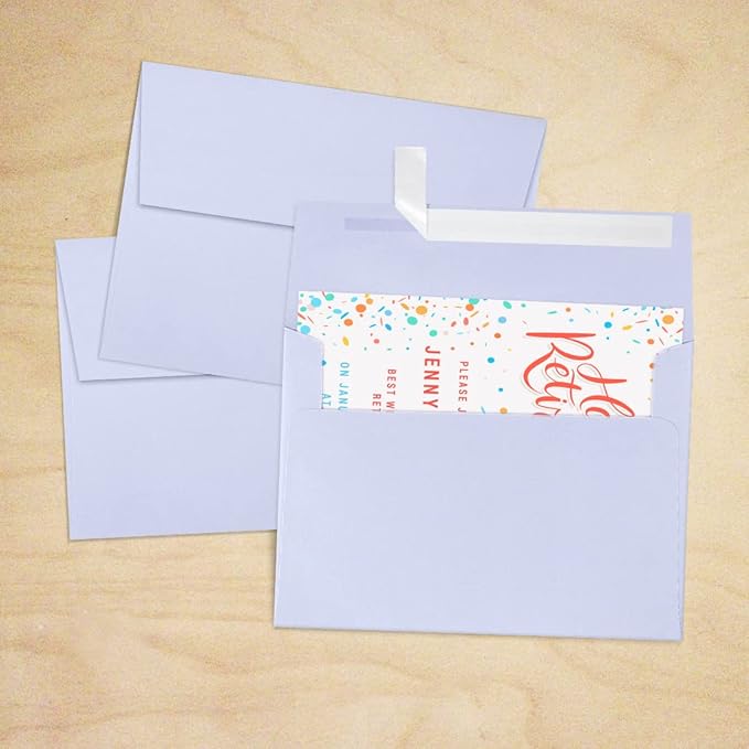 LUXPAPER A7 Invitation Envelopes for 5 x 7 Cards in 80 lb. Lilac, Printable Envelopes for Invitations, w/Peel and Press Seal, 1000 Pack, Envelope Size 5 1/4 x 7 1/4 (Purple)