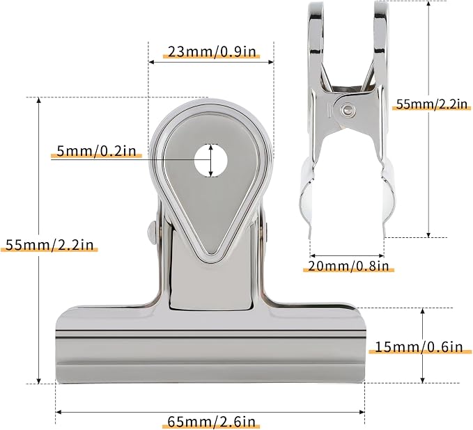 SIAMESE Bulldog Clips, 4 Pcs Binder Clips for Office & Kitchen, Multi-Purpose Binder and Food Bag Clamps for Sealing, Storage, Hanging (Silver)