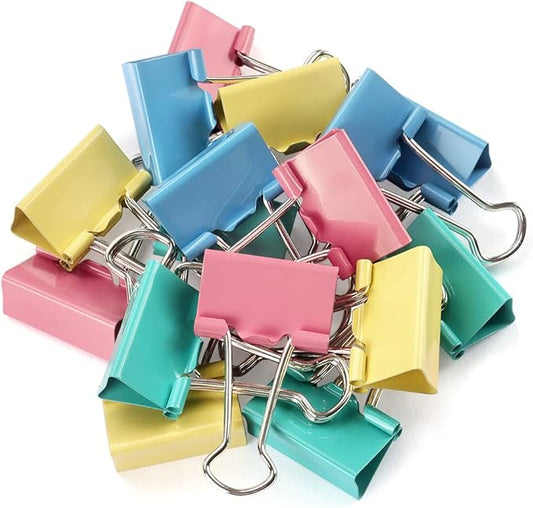 ZZTX Binder Clips Paper Clamps Clips for Office Small Size, Assorted Color, 0.75 Inches, 40 Pieces