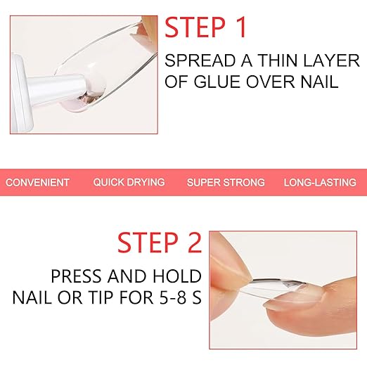 4PCS Semi Solid Nail Glue for Press On Nail,Super Strong & Quick Drying Nail Glue for Fake Acrylic Nails & Nail Tips Professional Nail Gel for Stick On Broken Nails No Need for UV Lamp - Long Lasting