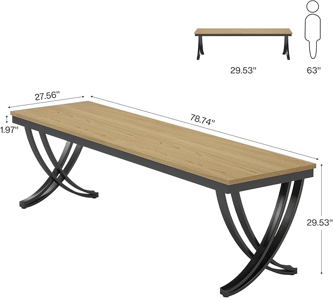 Tribesigns 2 Person Office Computer Desk, 78.7-Inch Extra Long Desk, Large Double Desk for Two People, Workstation Work Desk for Home Office with Stylish Legs (Natural)
