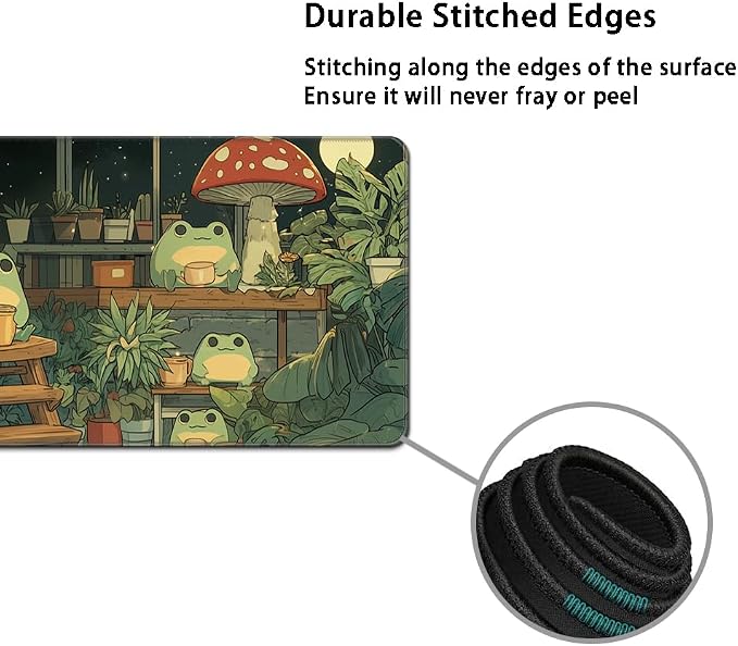 Desk Mat, Large Gaming Mouse Pad with Wrist Rest, 4 in1 XXL Mouse pad+Keyboard Wrist Rest+Mouse Pad Wrist Support+Cup Coaster Set, Ergonomic Desk Pad for Home Office,Cute Frog