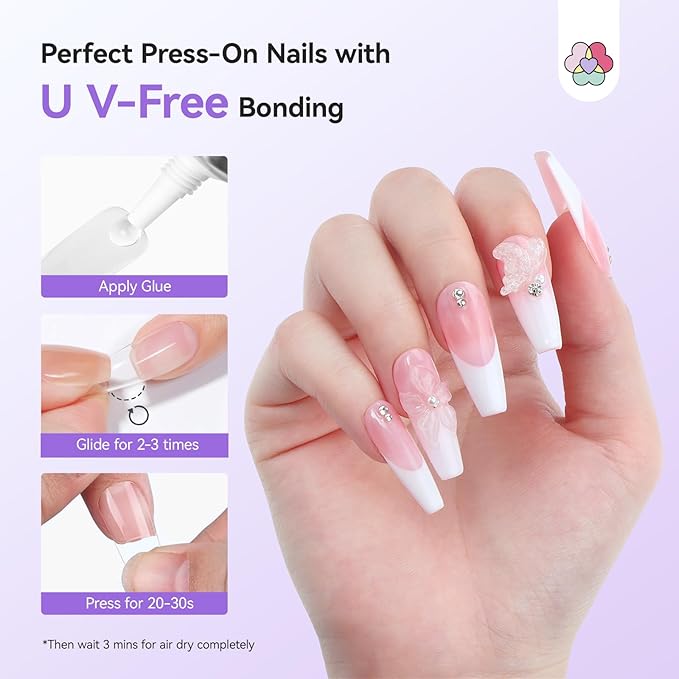 SAVILAND Semi Solid Nail Glue No U V Light Needed: 20g Super Strong Gel Nail Glue for Press Ons 30-Day Long Lasting Quick Drying False Nail Glue Gel Adhesive Rich in Castor Oil Vitamin E