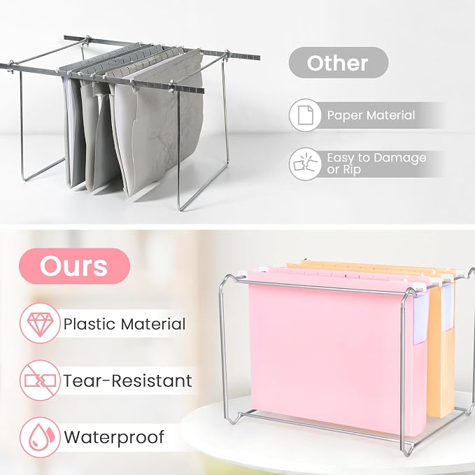 Sooez Extra Capacity Plastic Hanging File Folders, File Organizer | 36 Counts Expanding File Folders Letter Size with 2" Expansion, 1/6-Cut Tabs for File Cabinet, Drawer, Pastels Colors