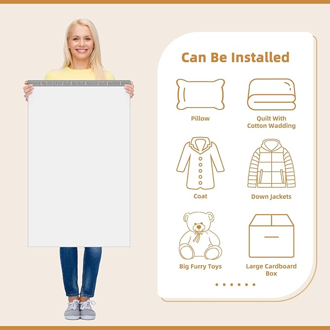 Fuxury 500 Pack 24x36" Extra Large Poly Mailers Bulk,Heavy Duty XXL Mailing Envelopes for Clothing,Strong Adhesive Self Seal Big Poly Shipping Bags for Postage Return Books Small Business(White)
