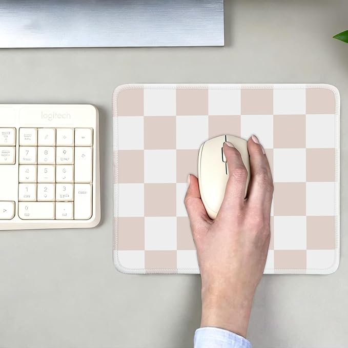 Mouse Pad for Desk with Stitched Edge, Premium Cute Washable Mouse Pads. Computer Mousepad with Non-Slip Rubber Base, Mousepads for Laptop, 9.25x7.75x0.12 inch (Classic Checker)