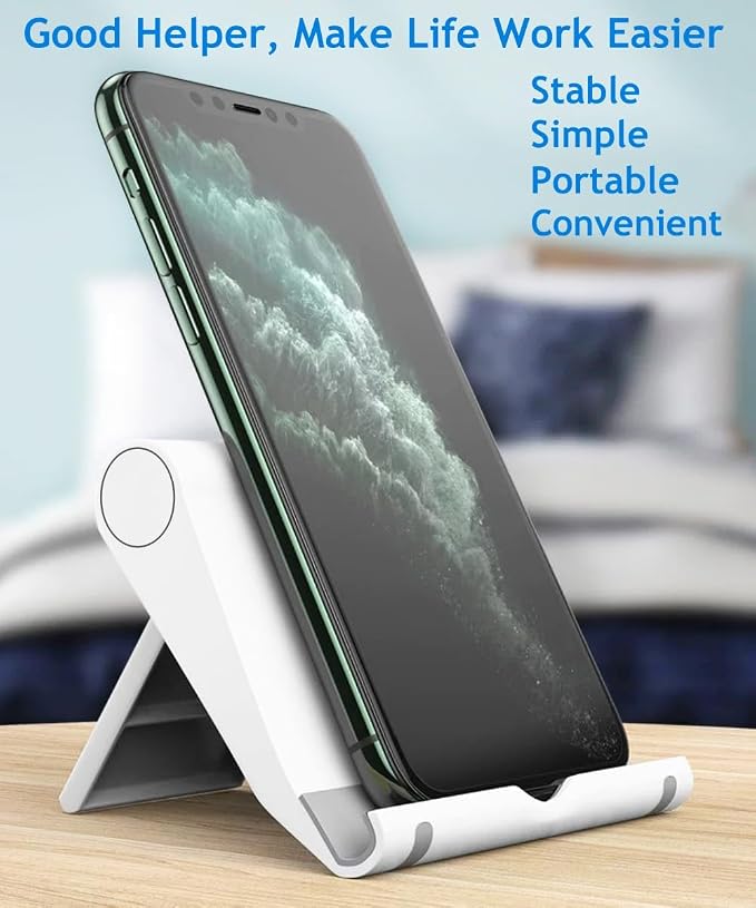 Cell Phone Stand 2 Pack, Desktop Holder for Phones & Tablets (2, White)