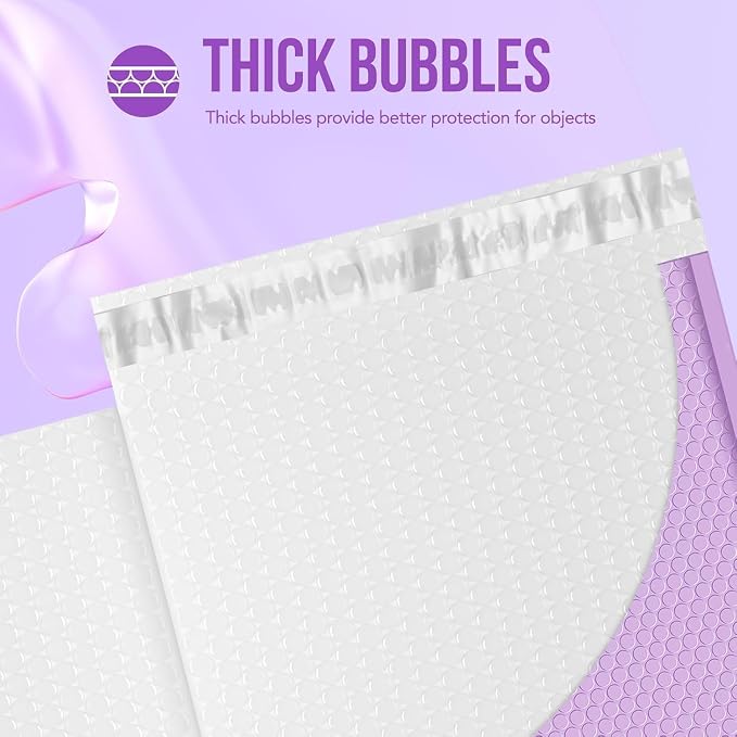 Fuxury Bubble Mailers 12x15 Inch Lavender Purple Padded Envelopes 25 Pack | Large Bubble Mailer Strong Adhesion Padded Mailer,Self-Seal Envelope for Mailing Small Business,Magazine, Clothing