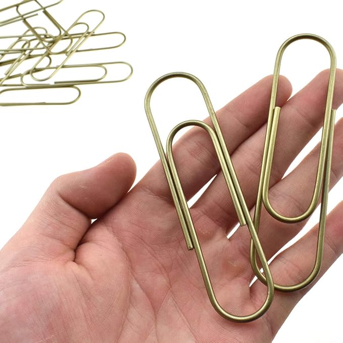 HAHIYO Paperclips 4 inch (100mm) Extra Large Paper Clips Sturdy Bright Brown Vinyl Coated Prevent Scratching Tearing The Pages for Bookmark Organize Home Office School 14 Pack