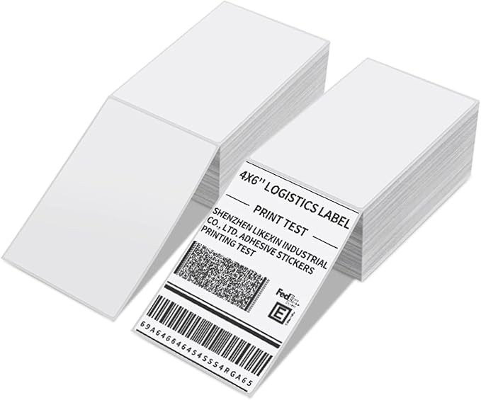 4" x 6" Fanfold Direct Thermal Labels, 2000 Total 2 Stacks, White Perforated Shipping Labels Compatible with Zebra, Elton Printers