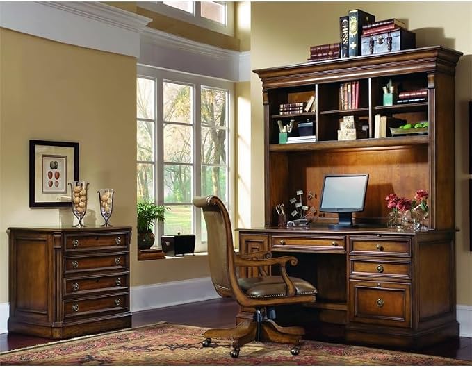 Hooker Furniture Brookhaven Leather Desk Office Chair in Medium Clear Cherry