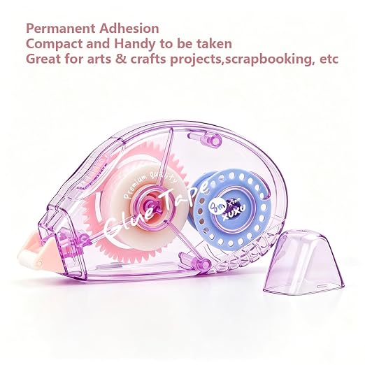 XUXU Colorful Scrapbooking Tape Glue Tape Adhesive Dots Tape | Double Sided Tape Dispenser Runner for Crafts and Arts Projects (6 Color)