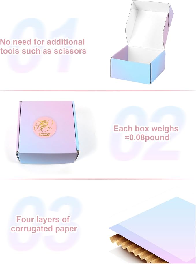 Shipping Boxes 4x4x2 Inch - Set of 45: Small Corrugated Cardboard Boxes - Purple Shipping Boxes for Small Business