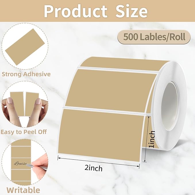 Starboling 2x1 Thermal Labels,Address Barcode Self-Adhesive Thermal Printer Stickers for Logo Design,Name/Price Tag,Address（Brown）