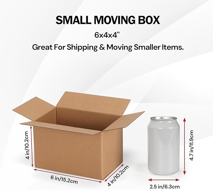 Rempry 30 Pack 6x4x4 Shipping Boxes Brown, Small Corrugated Cardboard Box for Mailing, Packaging Small Business, Kraft Mailer Gift Boxes
