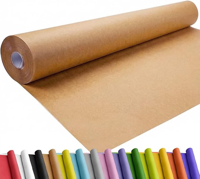 SMART&CASUAL 36" x 1,500" (125') Brown Kraft Craft Paper Roll for Gift Wrapping Bulletin Board Bouquet Flower Kids Art Packing Parcel Table Covering 70GSM 50LB (Brown, 36" x 125')