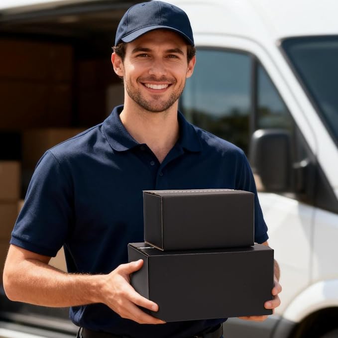 Black Small Shipping Boxes 9x4x6 Inches, 30 Pack Self-Adhesive Corrugated Cardboard Box with Zipper Tear Strip, Mailing Boxes for Packaging Small Business