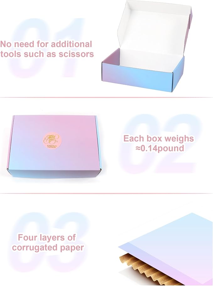 Shipping Boxes 7x5x2 Inch, Set of 50, Purple Corrugated Cardboard Boxes, Mailer Packaging Boxes for Small Business Gift Literature Shipping