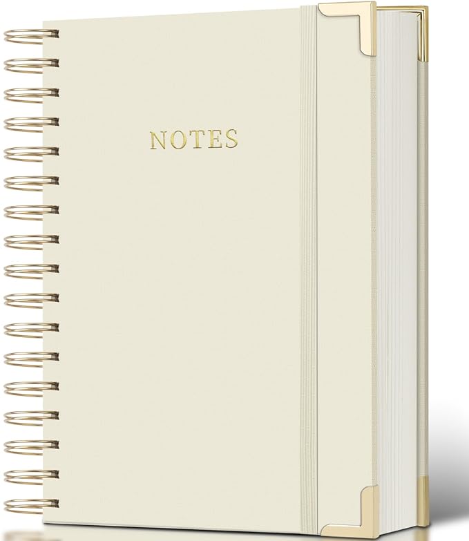Spiral Notebook Journal, 328 Pages Linen Hardcover College Ruled Notebook, Lined Thick Journals for Women Men, A5 Thick Spiral Journal for Writing, 100GSM Paper, Cute Notebooks for Work School