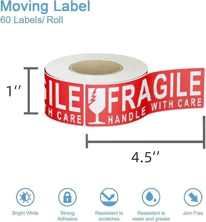 960 Count Moving Labels 14 Different Living Spaces with Fragile Stickers and Blank White Label Home Moving Color Coding Labels Moving Sticker for Storaging Packing Moving (16Rolls, 60/Roll)