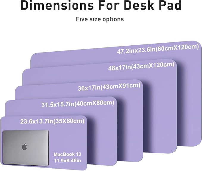 Aothia Faux Leather Desk Mat (Light Purple, 23.6" x 13.7") | Creates One Clean Surface For Your Keyboard, Mouse And Laptop, Helping Keep Your Workspace Organized Every Day