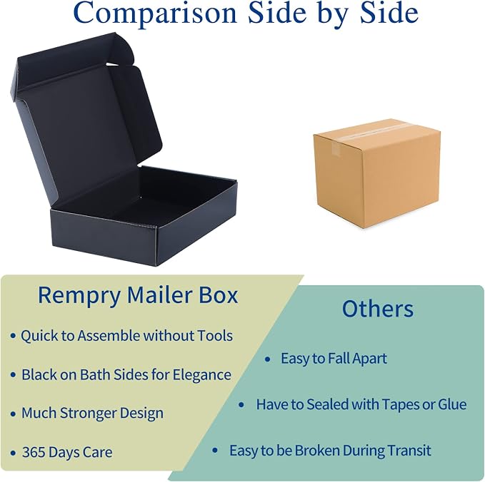 Rempry 6x4x3 Black Shipping Boxes for Small Business 20 Pack, Small Cardboard Corrugated Mailer Boxes Gifts for Packaging Mailing