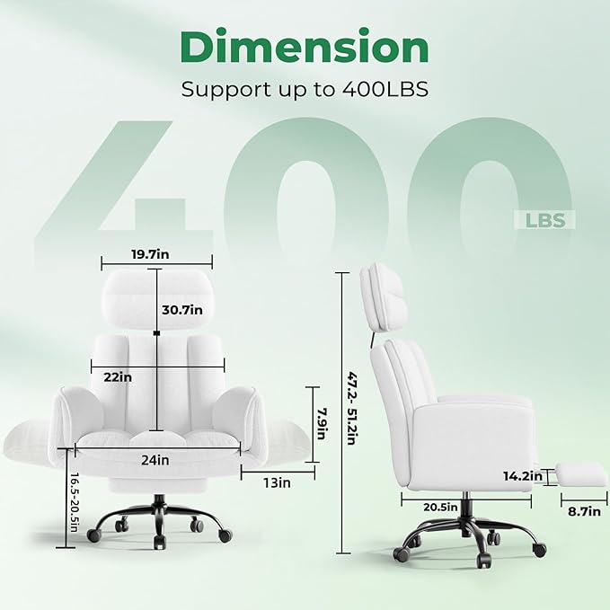 Criss Cross Office Chair with Armrests & Wheels, Comfy Velvet Vanity Chair, Ergonomic Executive Gaming Computer Chairs with Foot Rest, Wide Seat Reclining Desk Chair, White