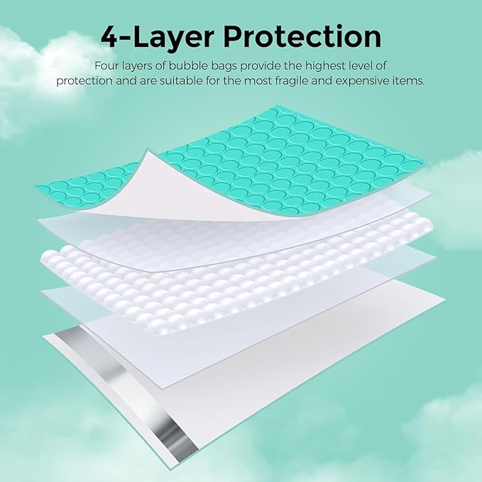 Metronic 6000 Pack Bubble Mailer 8.5x12 Inch Teal Full Pallet Usable Size 8.5x11" Waterproof Padded Envelopes Bubble Mailers Cushioning for Shipping,Jewelry Makeup Supplies,Gift Packaging Bulk